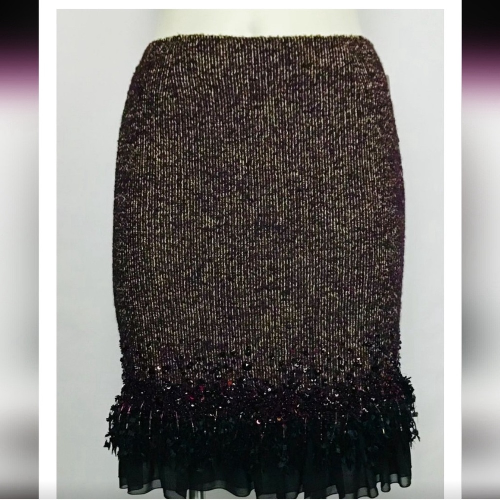 Lafayette 148 Skirt with sequins and Lace 10